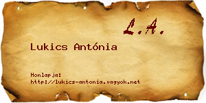 Lukics Antónia névjegykártya